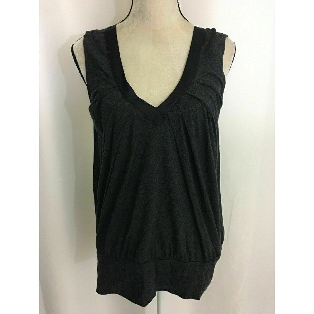 Generra Womens Charcoal Gray Black V Neck Tank Top
